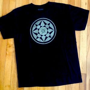 Gold printed on black crop circle tshirt